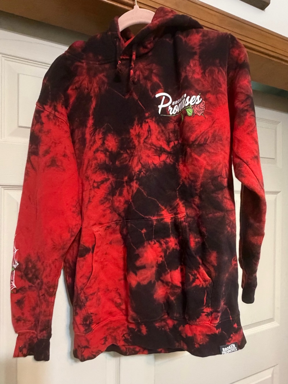 Broken Promises Tie-Dye Hoodie Sweatshirt in Red and Black - Men